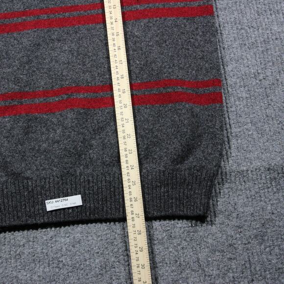 Ben Sherman Lambswool Sweater Men XL Gray Red Stripe Vintage Stylish Warm Granpa - Picture 8 of 8